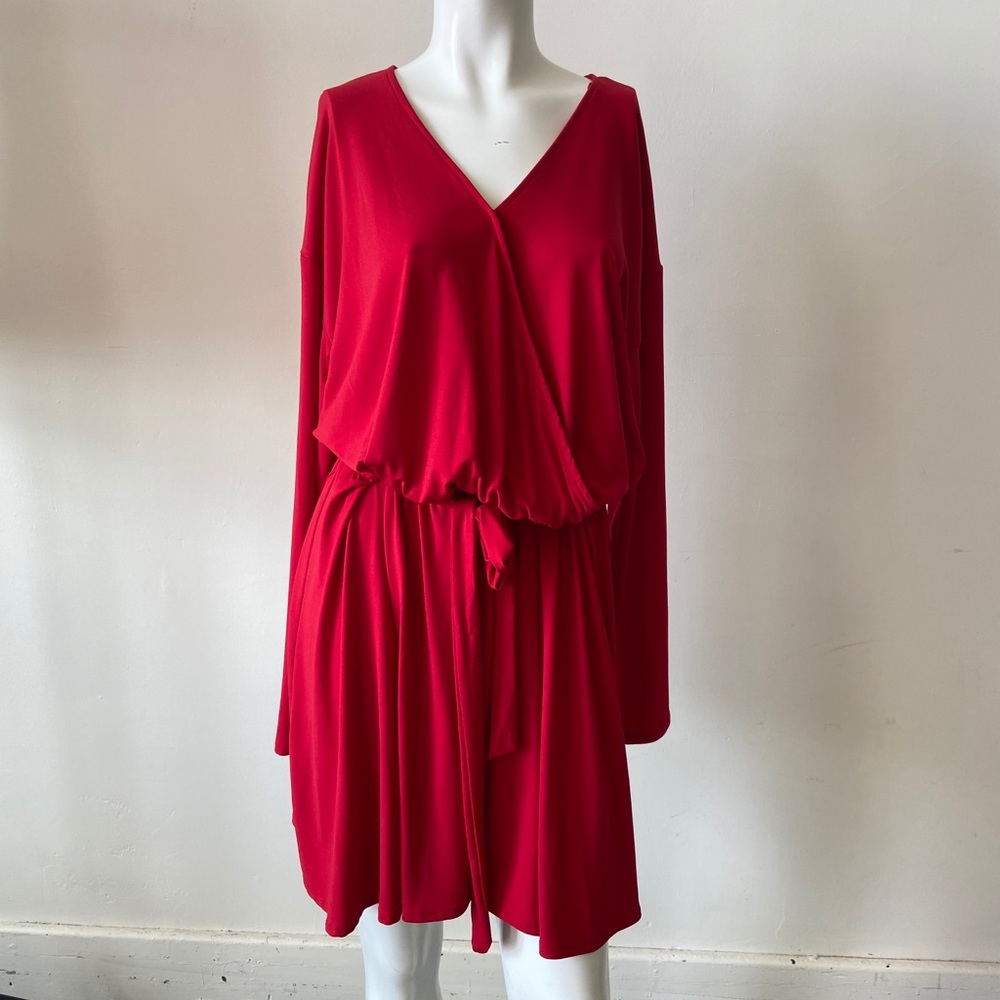 H Halston Carmine red dress XL NWT